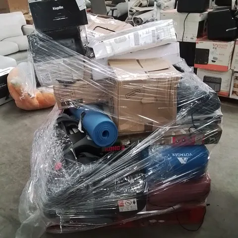 PALLET CONTAINING VARIOUS ELECTRICAL ITEMS AND HOUSEHOLD PRODUCTS TO INCLUDE; VACUUM CLEANER,FAN,KIDS CAR SEAT