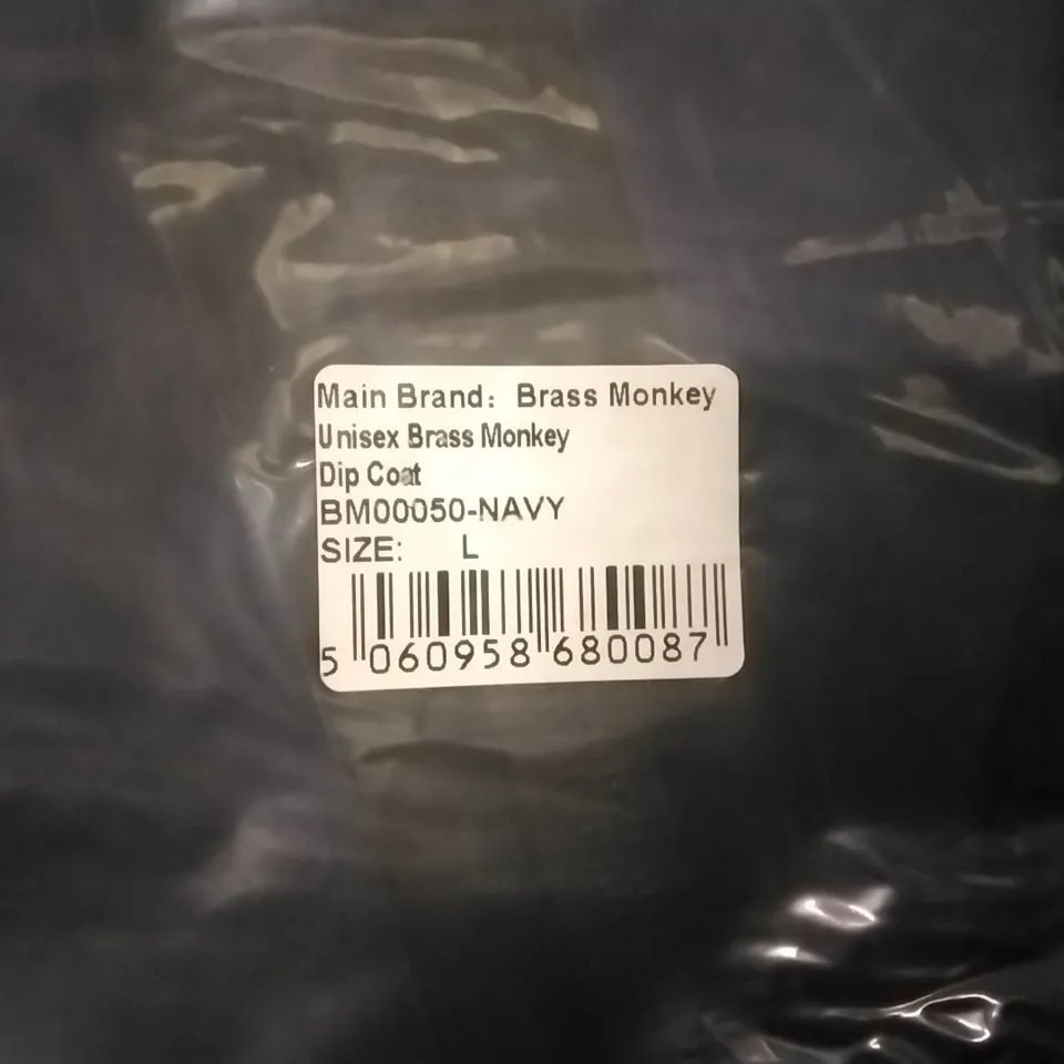 BRAND NEW BAGGED BRASS MONKEY UNISEX DIP COAT - NAVY // SIZE: L