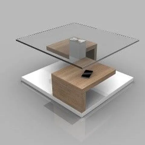 BOXED SARA COFFEE TABLE - NATURAL OAK, WHITE (1 BOX)