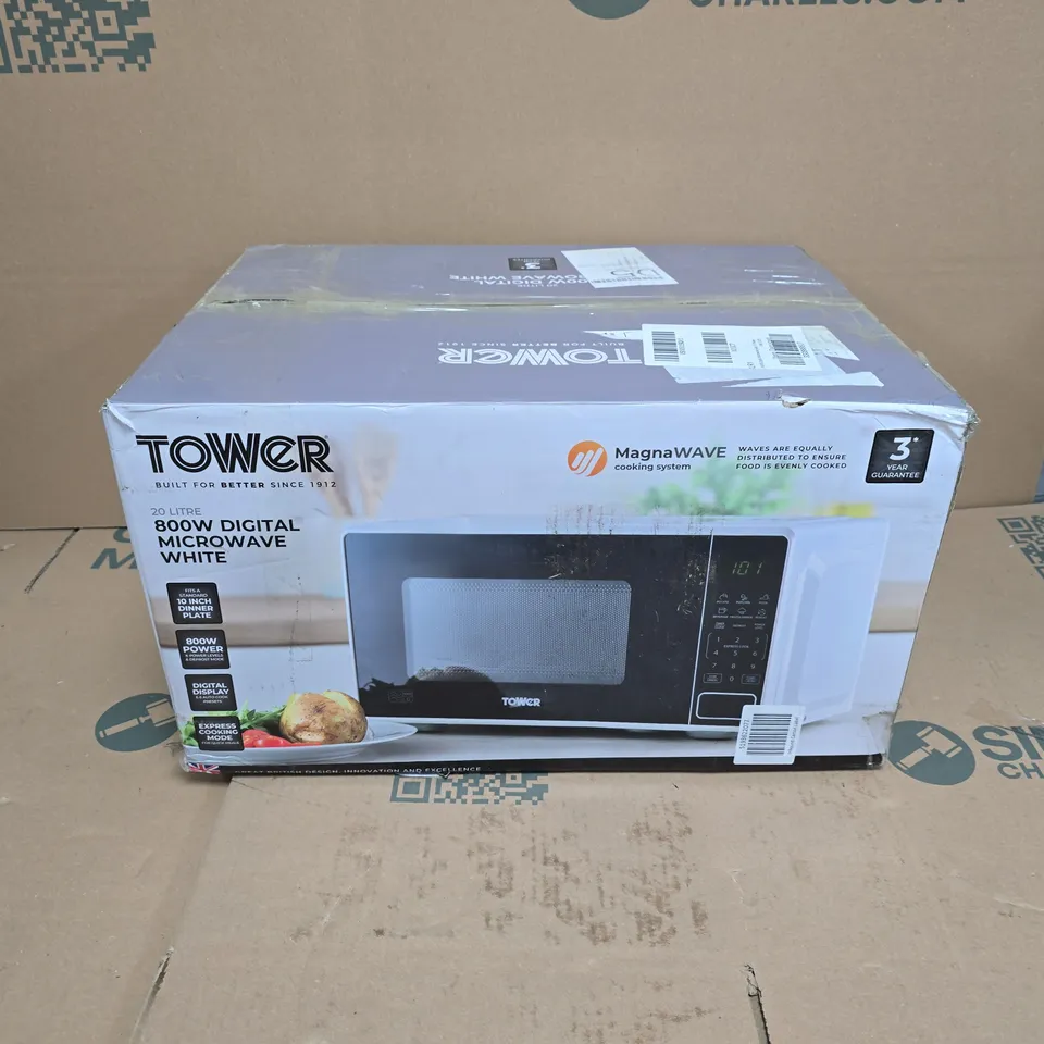 BOXED TOWER 20L 800W DIGITAL MICROWAVE  - WHITE 