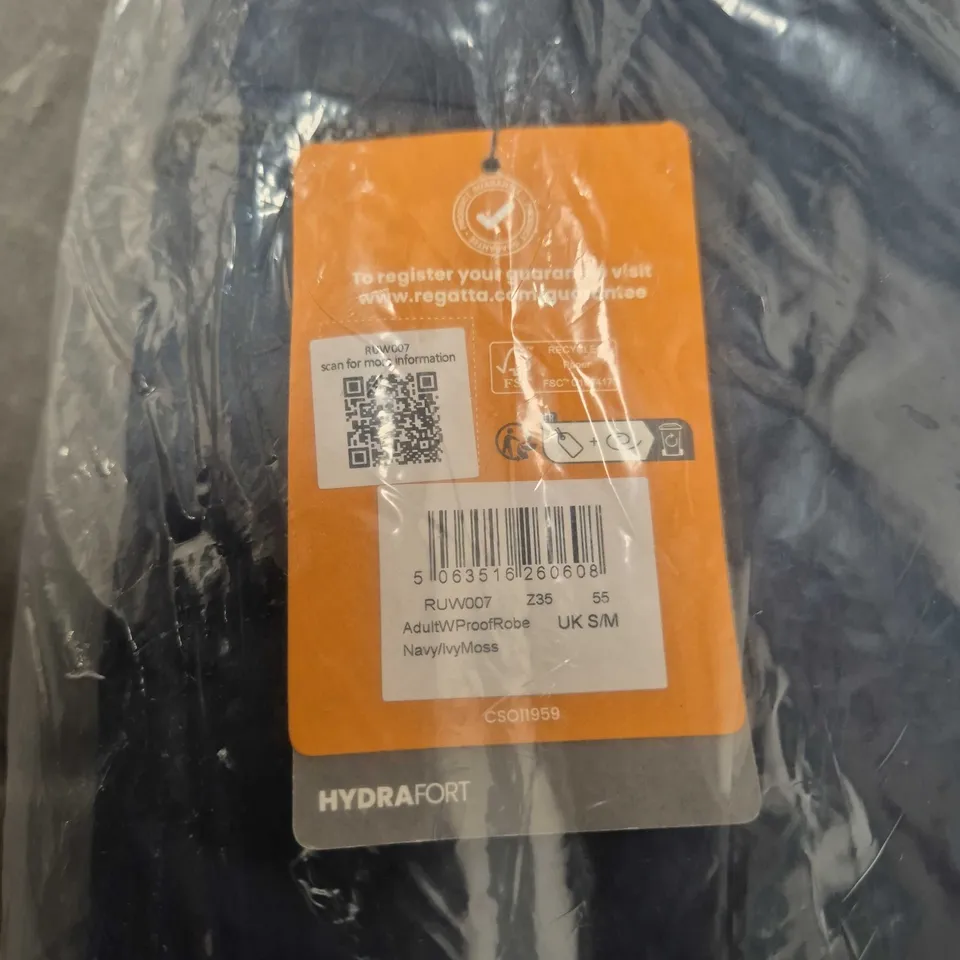 REGATTA HYDRAFORT WATERPROOF ROBE – NAVY/IVY MOSS, UK S/M