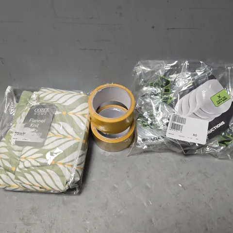 APPROXIMATELY 10 ASSORTED HOUSEHOLD GOODS TO INCLUDE TAPE, SEALED TAPE AND PILLOW COVERS - COLLECTION ONLY 