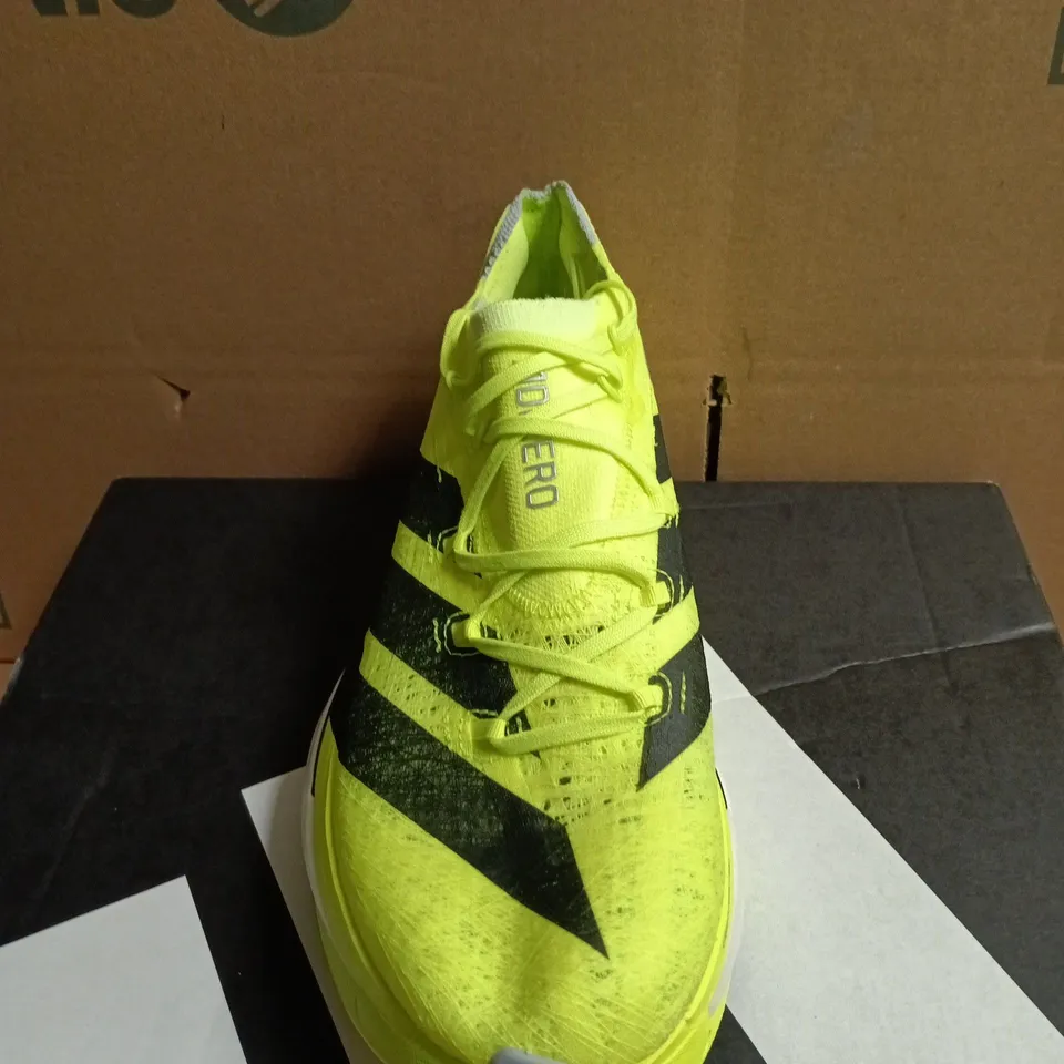 BOXED PAIR OF ADIDAS ADIZERO PRIME X3 STRUNG RUNNING SHOES – MEN'S - UK SIZE 9