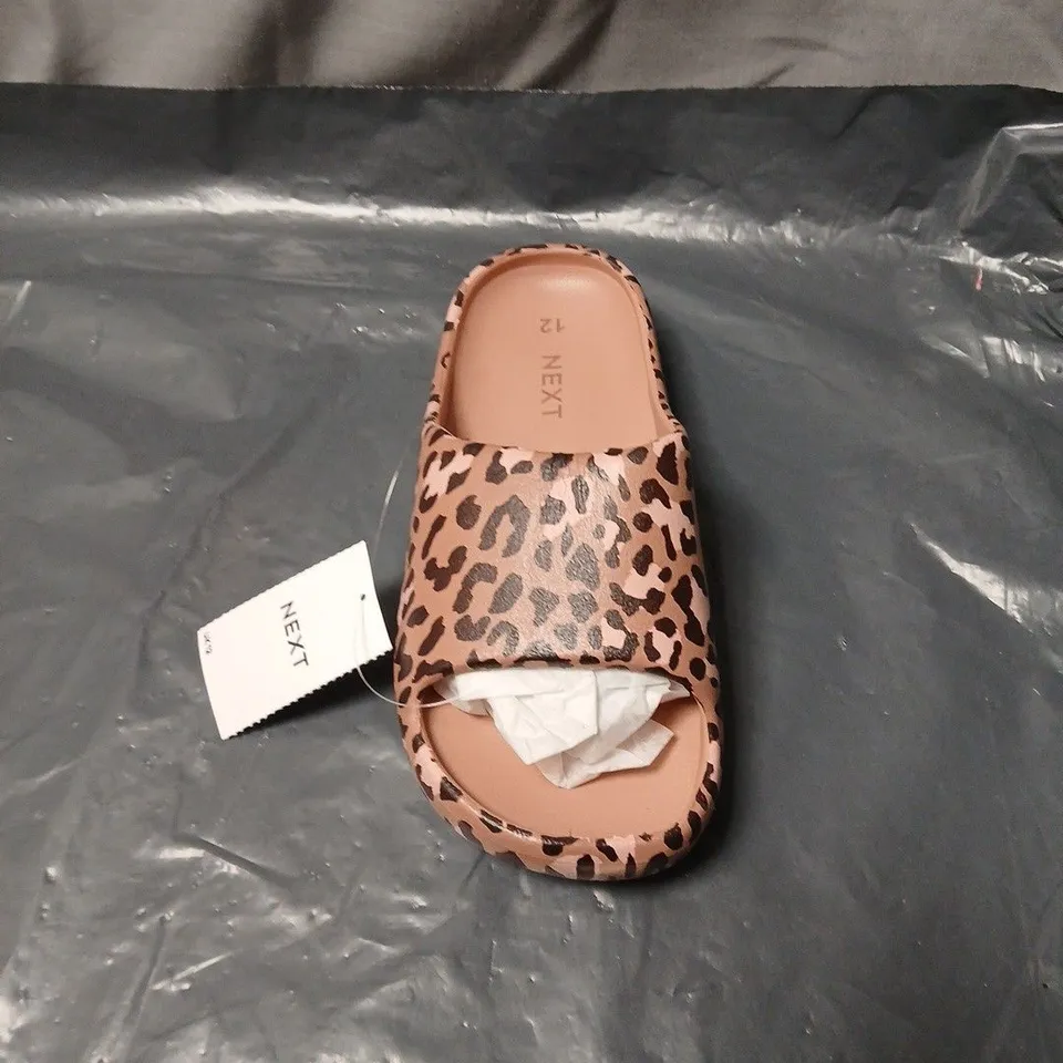 NEXT LEOPARD PRINT SLIP-ON SANDALS, UK 12 KIDS . UNBOXED