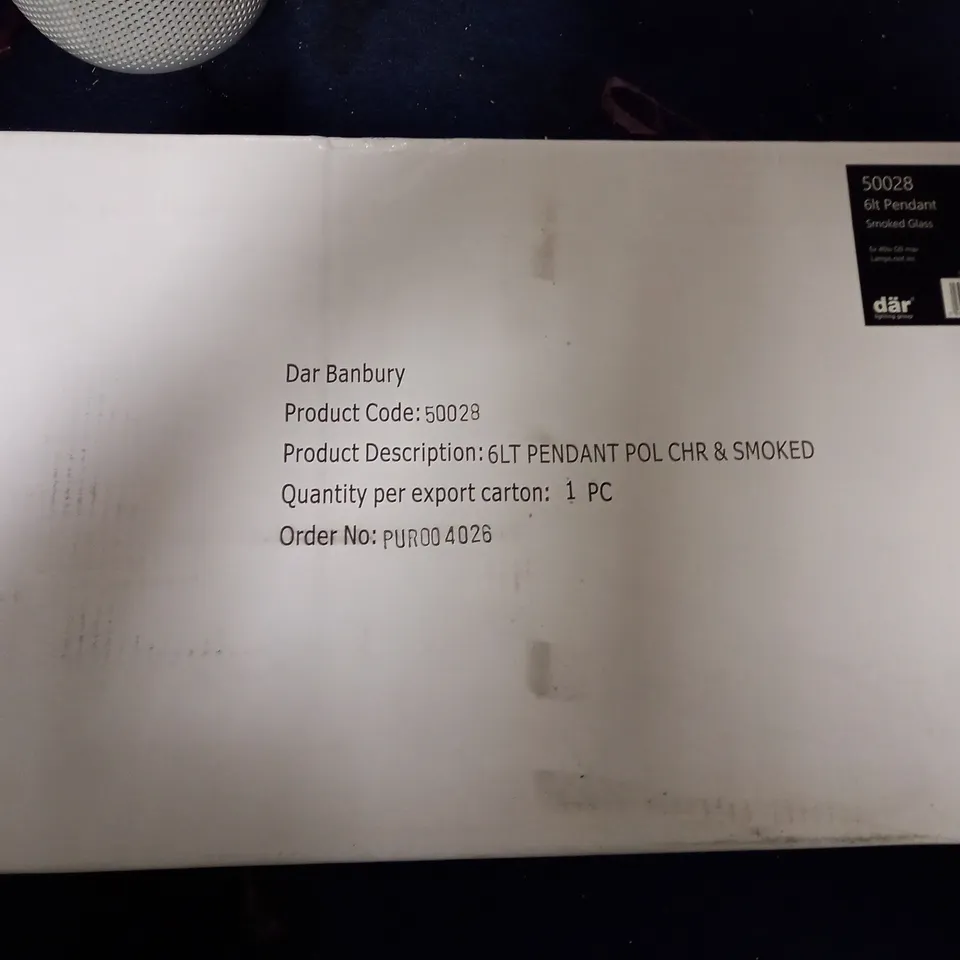 BOXED BRAND NEW TSUKI 6 LIGHT G9 POLISHED CHROME PENDANT WITH SMOKED TULIP SHADES