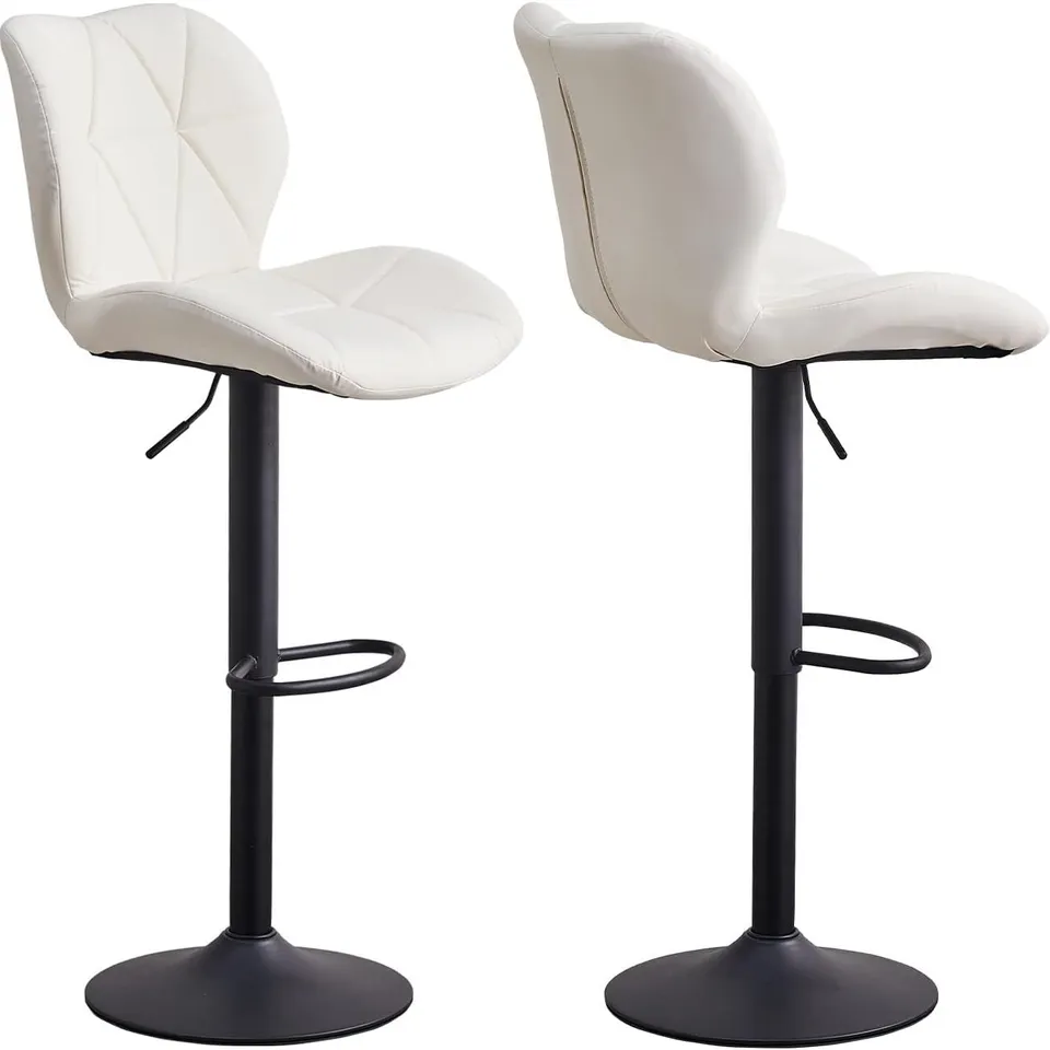 BOXED DEXTER WHITE PU LEATHER SET OF TWO BARSTOOLS