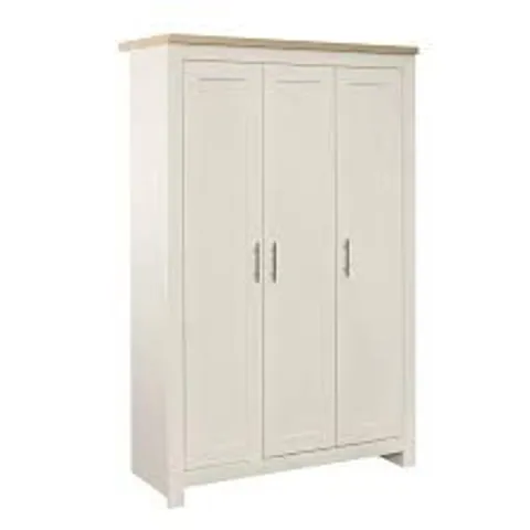 BOXED BIRLEA HIGHGATE 3 DOOR WARDROBE - CREAM & OAK EFFECT (3 BOXES)