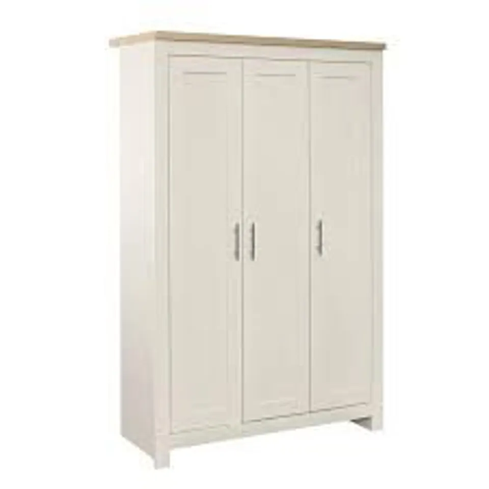 BOXED BIRLEA HIGHGATE 3 DOOR WARDROBE - CREAM & OAK EFFECT (3 BOXES)