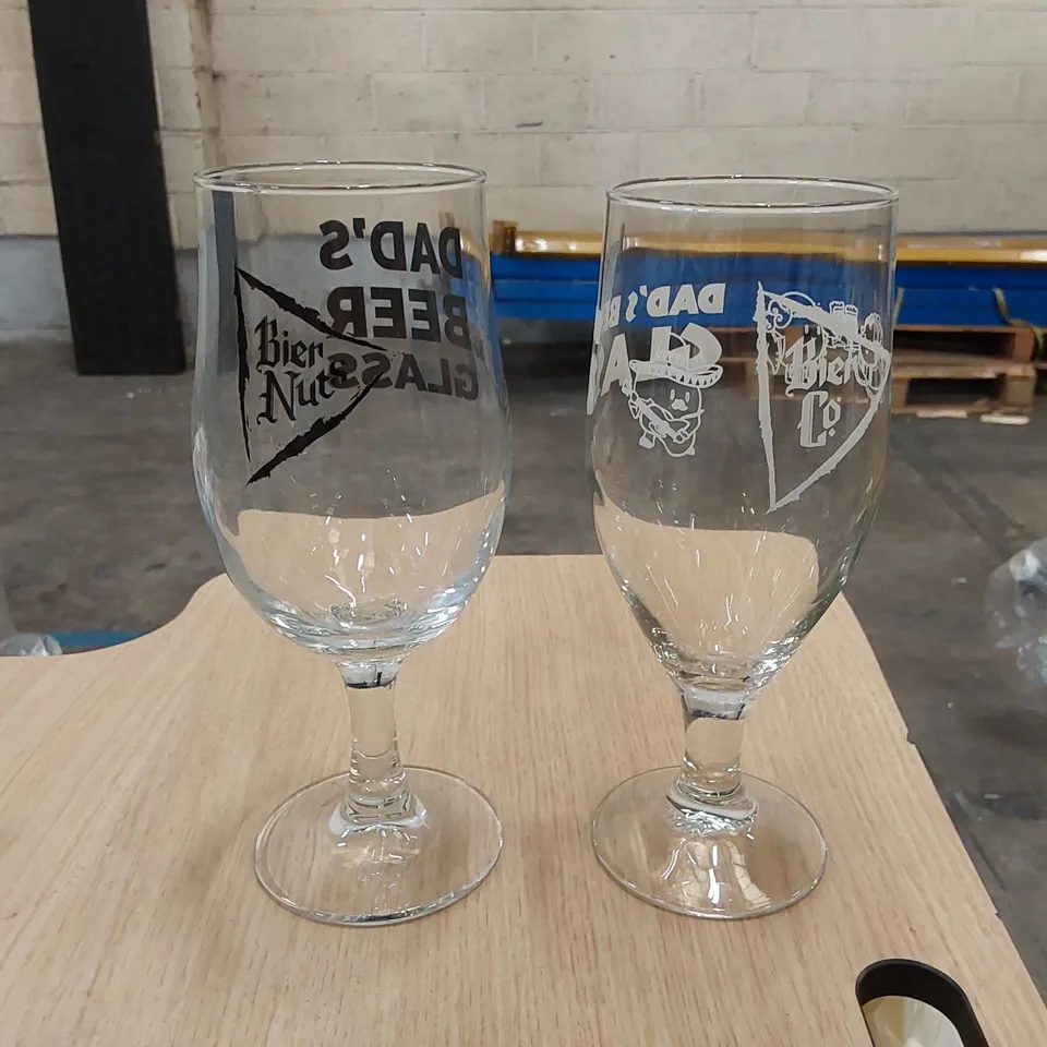 PALLET OF BRAND NEW BOXED BIER CO 'DAD'S BEER GLASS' NOVELTY BEER GLASSES // APPROXIMATELY 55 BOXES OF 6X 380ML GLASSES 