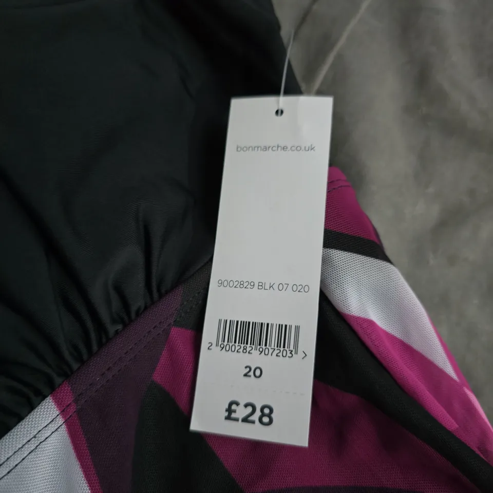 BONMARCHÉ HOLIDAY WOMEN'S BEACHWEAR TOP/DRESS – PINK & PURPLE ABSTRACT PRINT, UK 20
