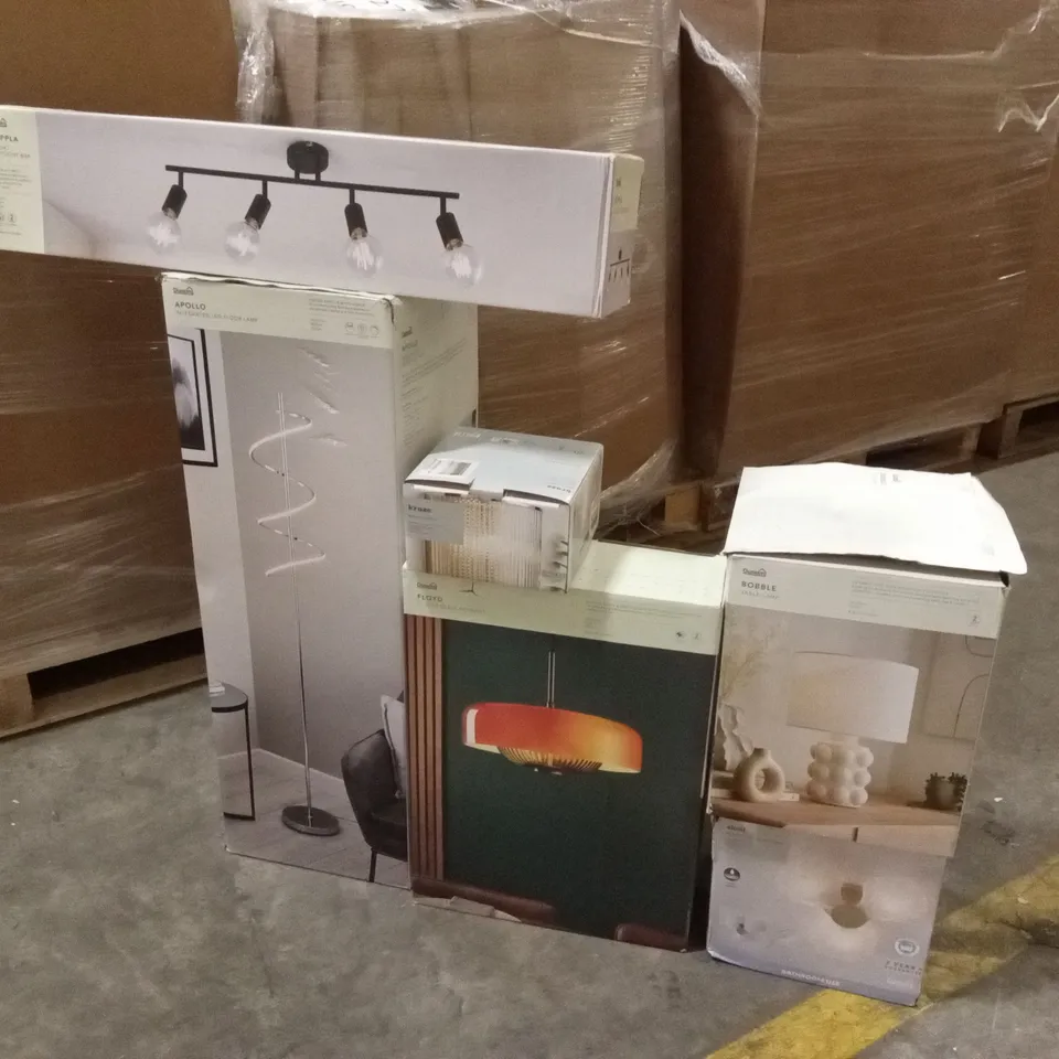 PALLET TO CONTAIN A LARGE QUANTITY OF DESIGNER HOME LIGHTING GOODS AND PRODUCTS 
