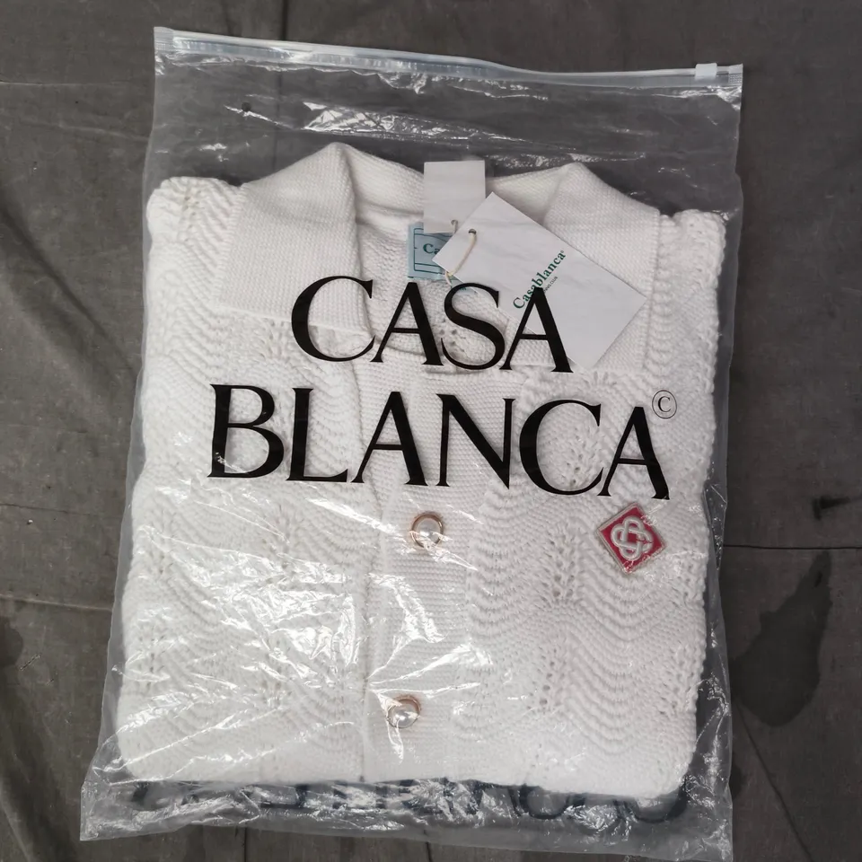 CASA BLANCA KNIT CARDIGAN IN WHITE SIZE MEDIUM