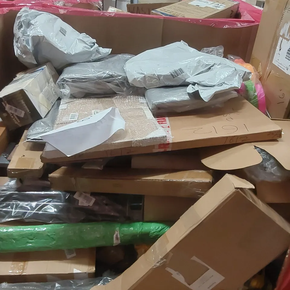 PALLET OF ASSORTED ITEMS INCLUDING: STAINLESS STEEL FAUCET, COMFORT CHAIR CUSHION, LED AQUARIUM LIGHT, BUG-A-SALT BUG GUN ECT