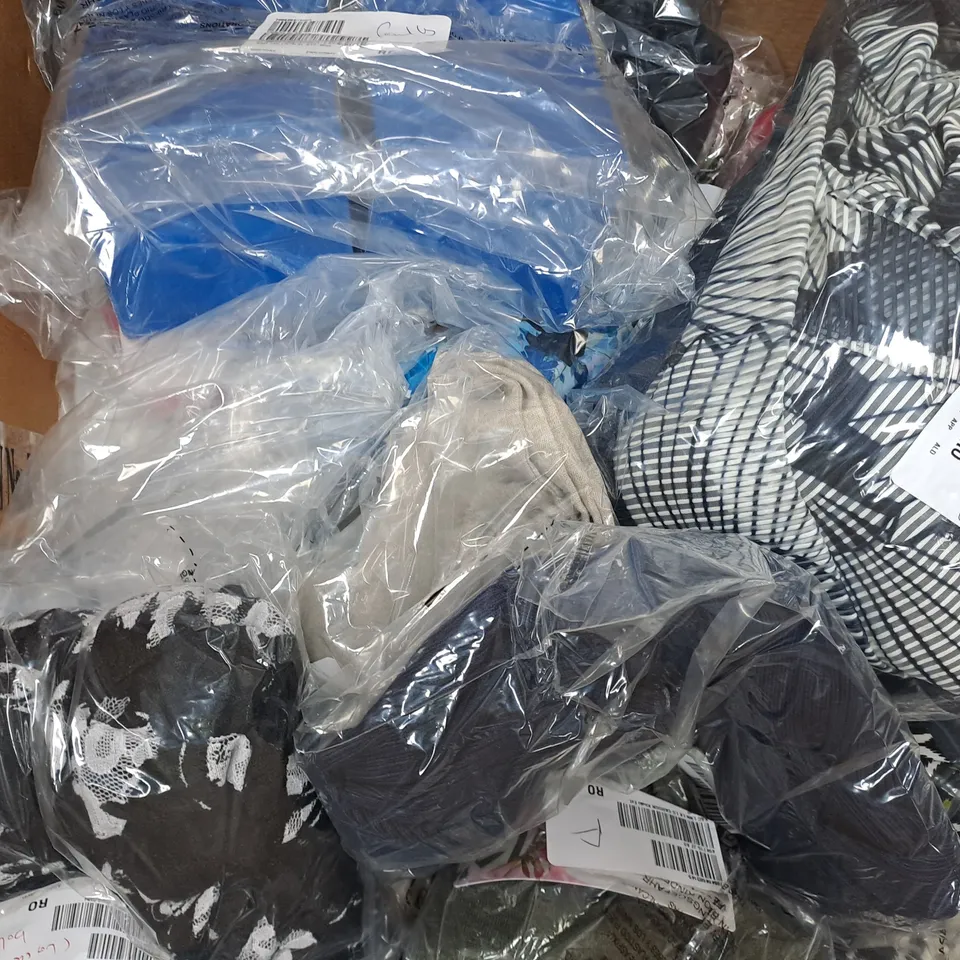 BOX OF APPROXIMATELY 20 ASSORTED ITEMS INCLUDING HOUSEHOLD AND CLOTHING/FASHION PRODUCTS IN VARIOUS COLOURS, STYLES, AND SIZES - COLLECTION ONLY