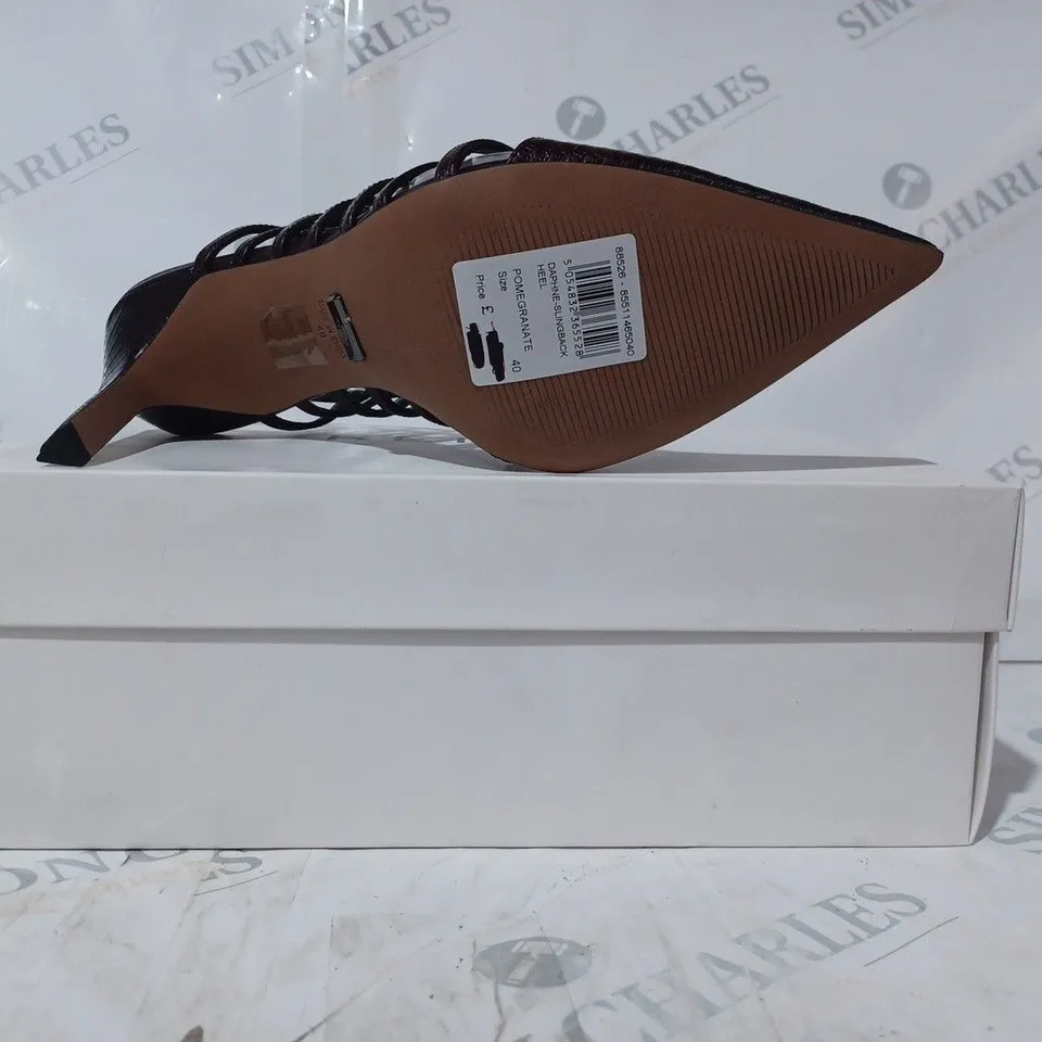 BOZED PAIR OF REISS DAPHNE SLINGBACK HEELS IN POMEGRANAT EU SIZE 40