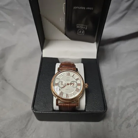 MENS ERNEST FERDINAND WATCH – SUB DIALS – LEATHER STRAP – GIFT BOX
