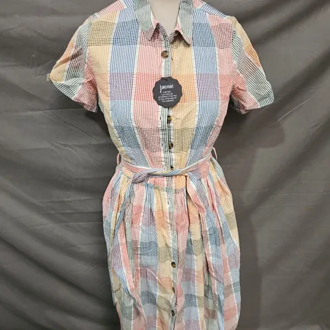 JOANIE LOUISE CHED SHIRT DRESS IN MARSHMALLOW MULTI SIZE 10