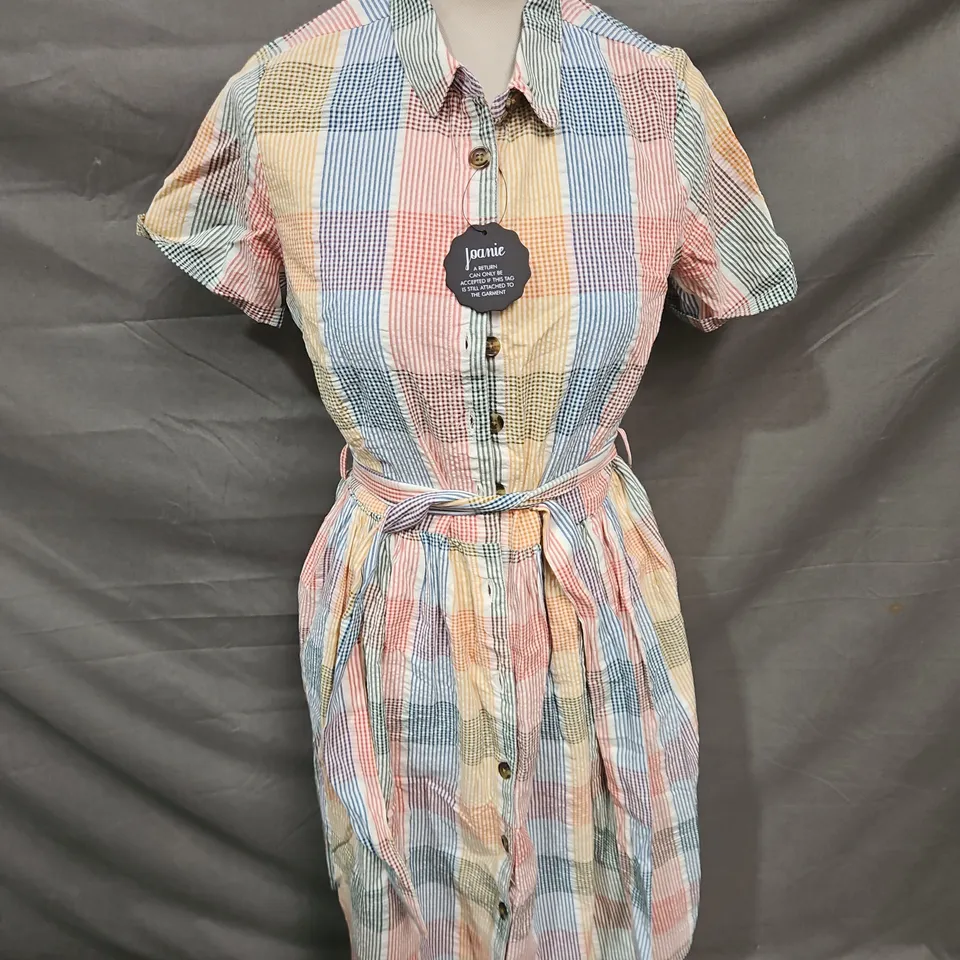 JOANIE LOUISE CHED SHIRT DRESS IN MARSHMALLOW MULTI SIZE 10