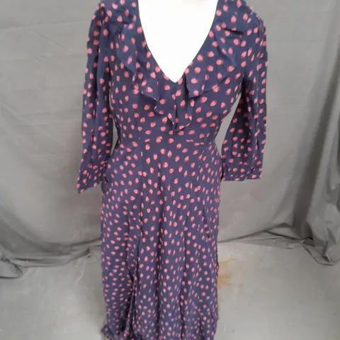 SEASALT CORNWALL FURLED FLOWER DRESS IN MINI RASPBERRIES MARITIME SIZE 8