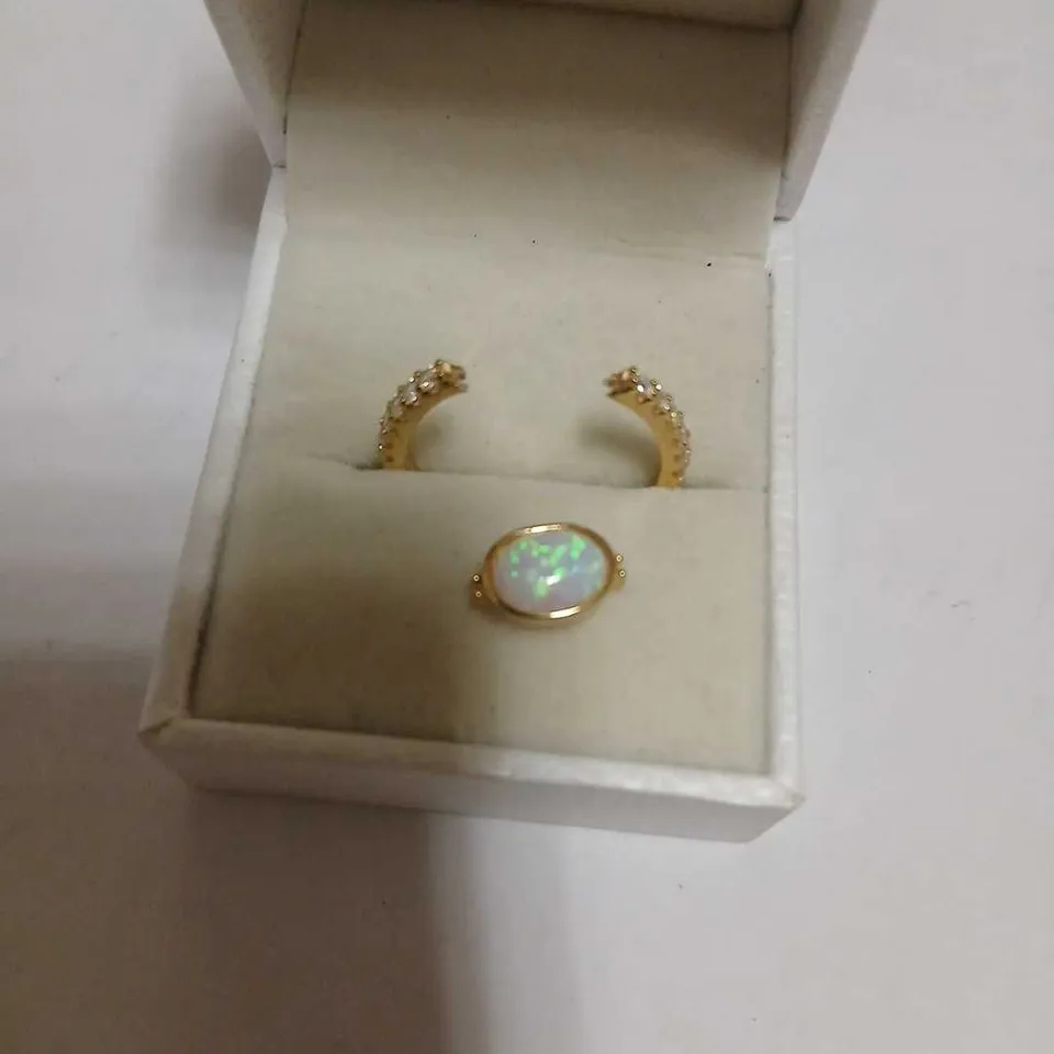 DIAMONIQUE 0.28CT TW SIMULATED OPAL RING STERLING SILVER 