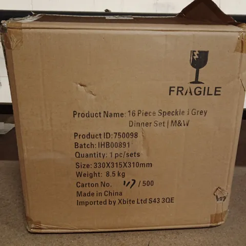 MAISON & WHITE 16 PIECE SPECKLED DINNER SET β GREY, BOXED