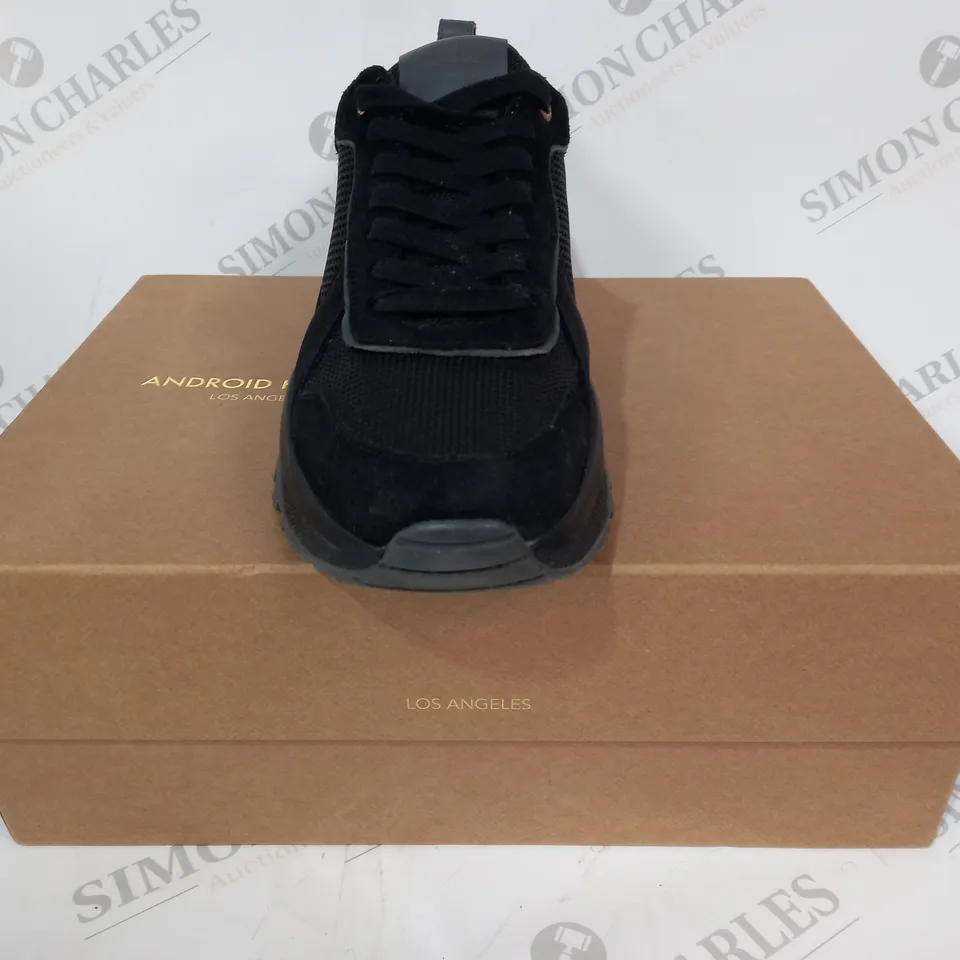 BOXED PAIR OF ANDROID HOME SHOES IN BLACK UK SIZE 8