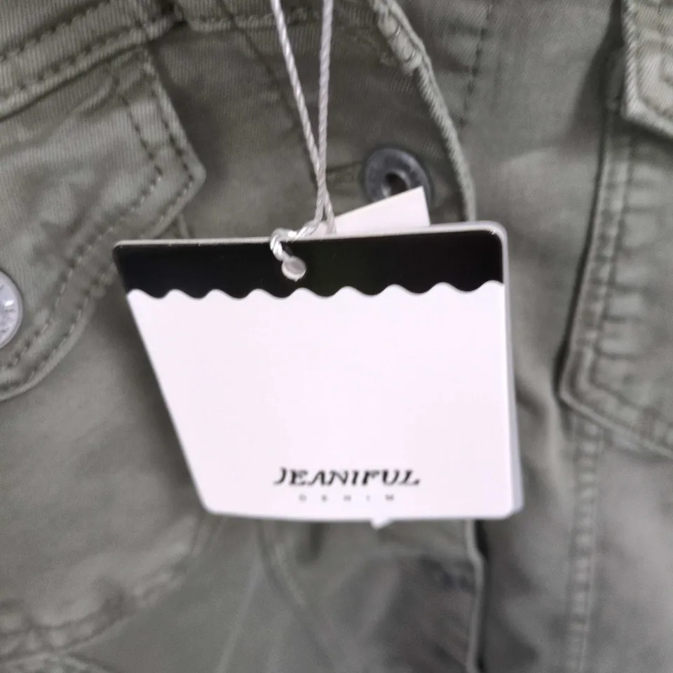 JEANIFUL DENIM OLIVE GREEN CROPPED DENIM JACKET – XL