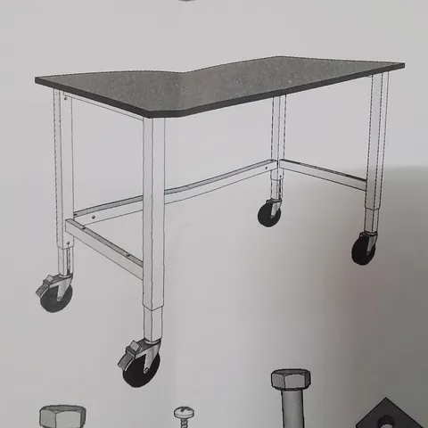 BRAND NEW BOXED GREY METAL FRAME WORKBENCH ON WHEEL
