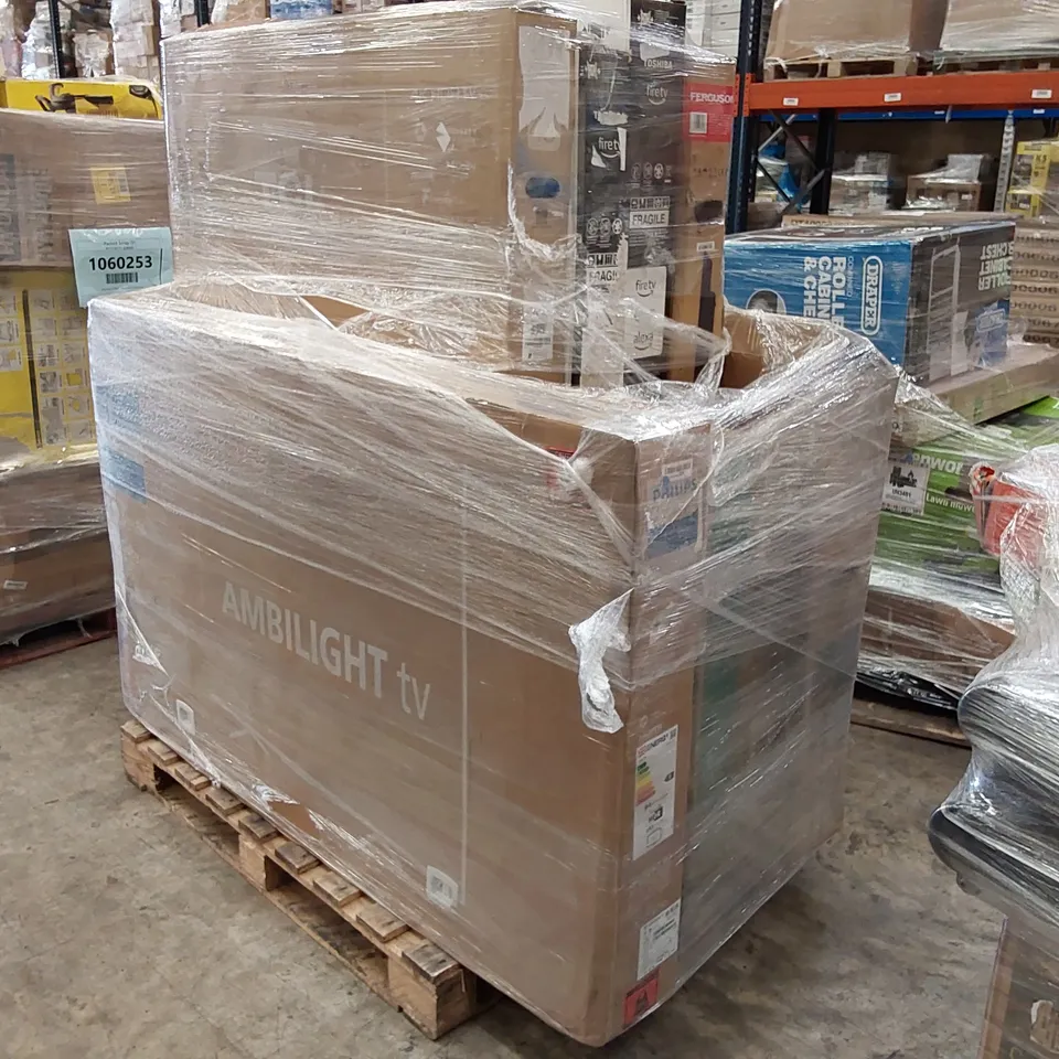 PALLET OF APPROXIMATELY 10 UNPROCESSED RAW RETURN TELEVISIONS TO INCLUDE;