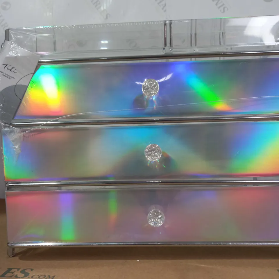 TILI FRAMED ACRYLIC STORAGE DRAWER SET - HOLOGRAPH