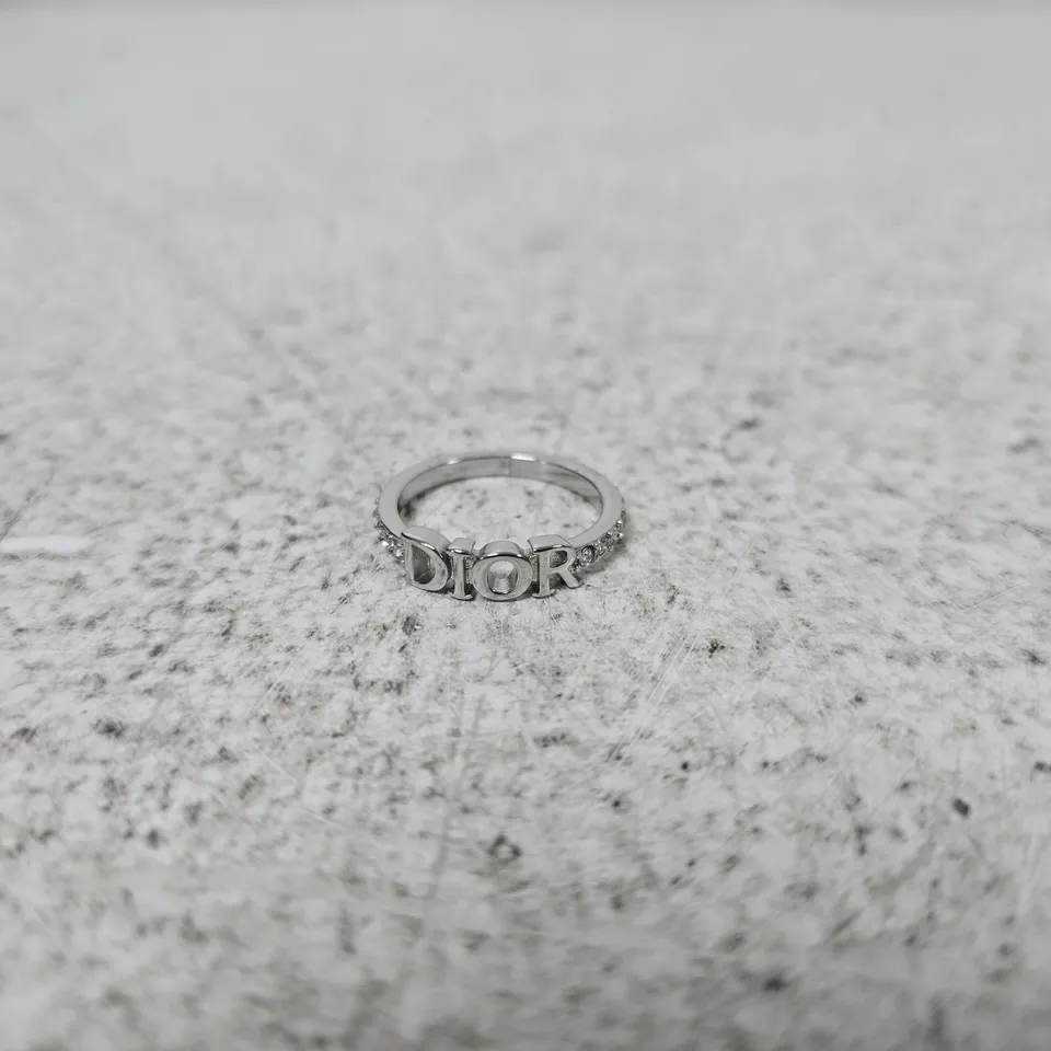 DIOR RING WITH DIOR LETTERING, SILVER-TONE