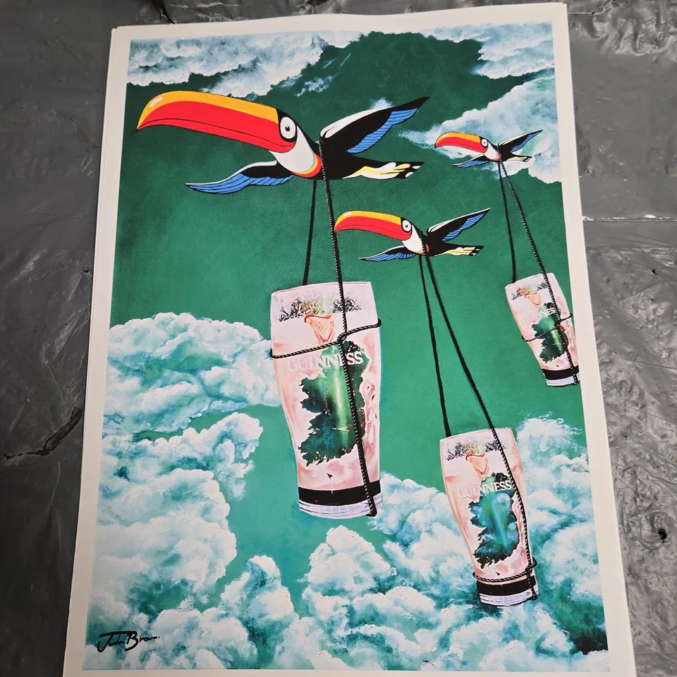 SET OF 3 JORDAN BREEN ART POSTERS TO INCLUDE 'FILL YOUR OWN CUP' AND 'A TASTE OF HOME'