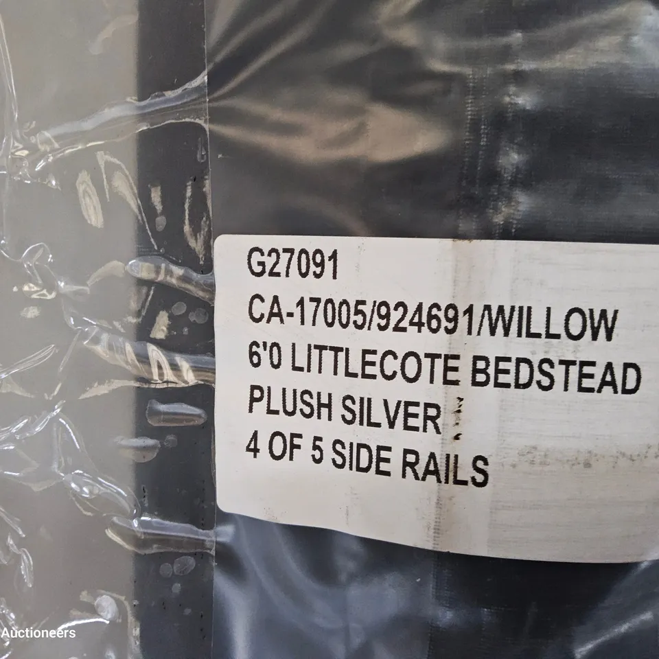 ASSORTED BED FRAME PARTS, INCLUDING PLUSH SILVER SUPER KINGSIZE PACKS 2,3 & 4 OF 5 (7 PARTS TOTAL