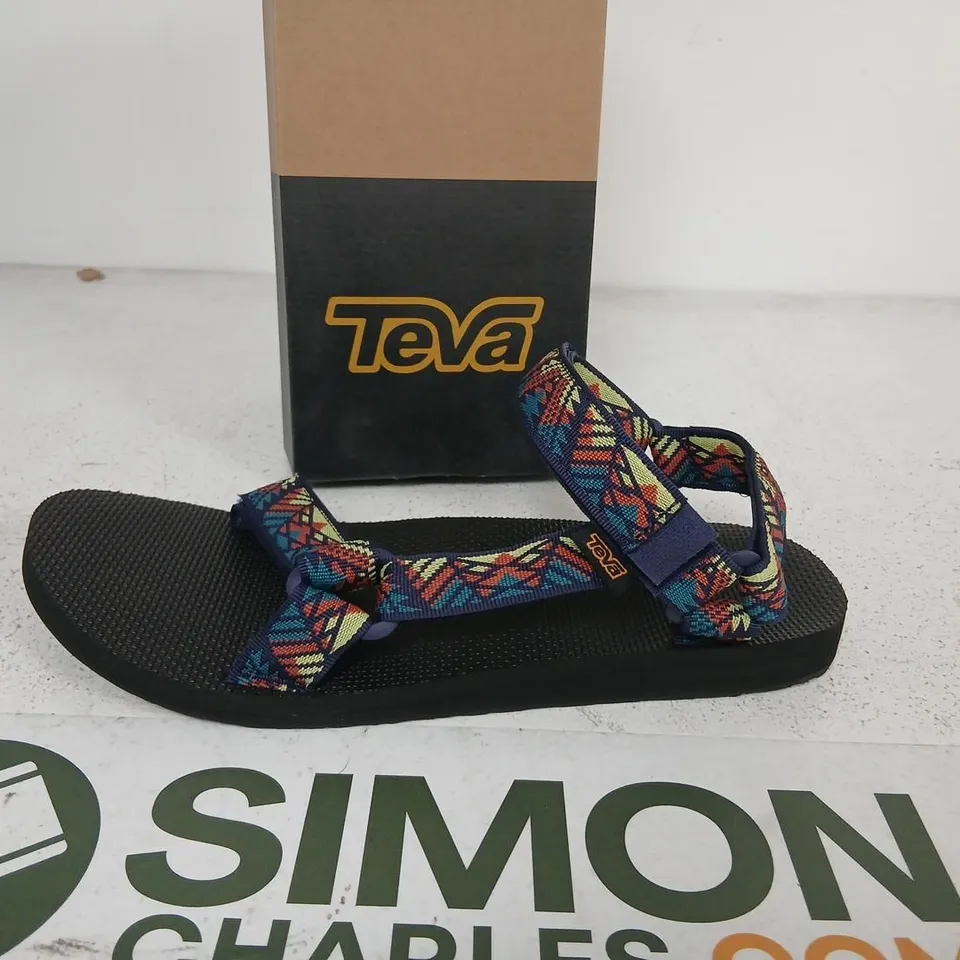 TEVA MEN'S ORIGINAL UNIVERSAL URBAN SANDALS – BLACK WITH MULTICOLOUR STRAPS, UK 12