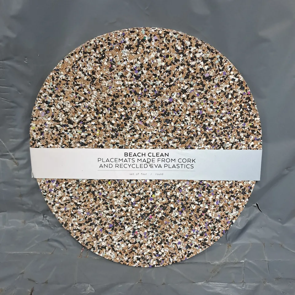 BEACH CLEAN CORK ROUND PLACEMAT SET OF 4