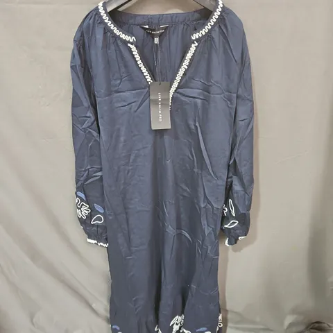 LIVE UNLIMITED EMBROIDERED MIDAXI DRESS IN NAVY - UK 26