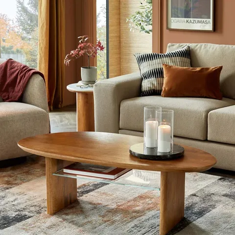 BOXED DANETTI CARA LIGHT MANGO WOOD COFFEE TABLE (2 BOXES)