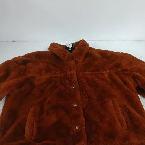 COLLUSION FAUX FUR COAT β BURNT ORANGE, UK 14 (EU 42, US 10)