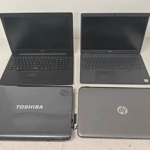LOT OF 4 ASSORTED LAPTOPS TO INCLUDE HP, TOSHIBA AND DELL