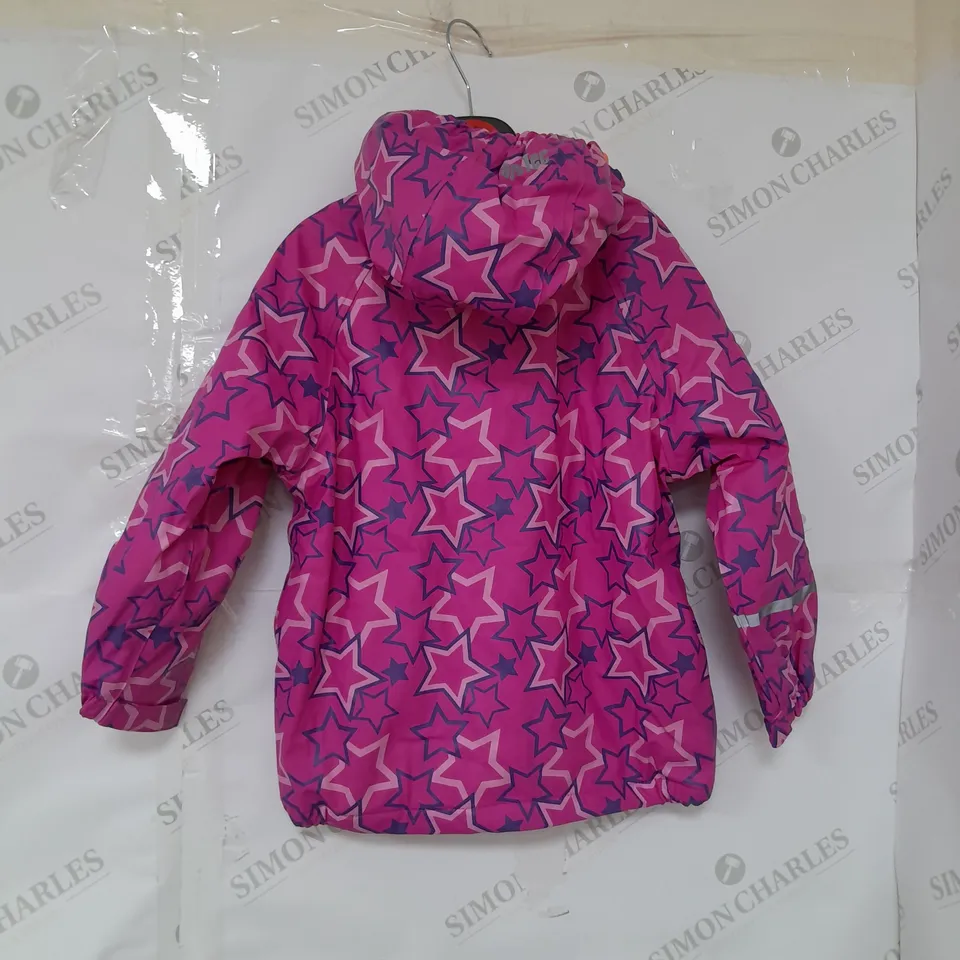 CARETEC GIRLS WATERPROOF FLEECE LINED HOODED JACKET IN PINK STARS SIZE 3YRS