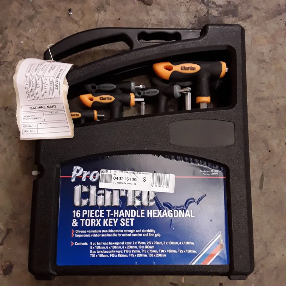 CLARKE PRO139 16 PIECE METRIC HEX & TORX KEY SET