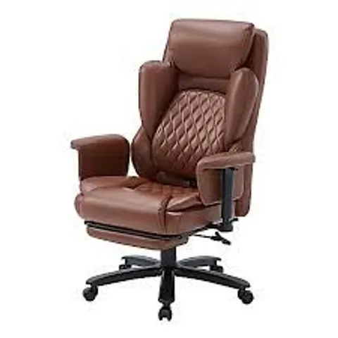 BOXED BESTIER FAUX LEATHER HIGH BACK ERGONOMIC OFFICE CHAIR - BROWN (1 BOX)