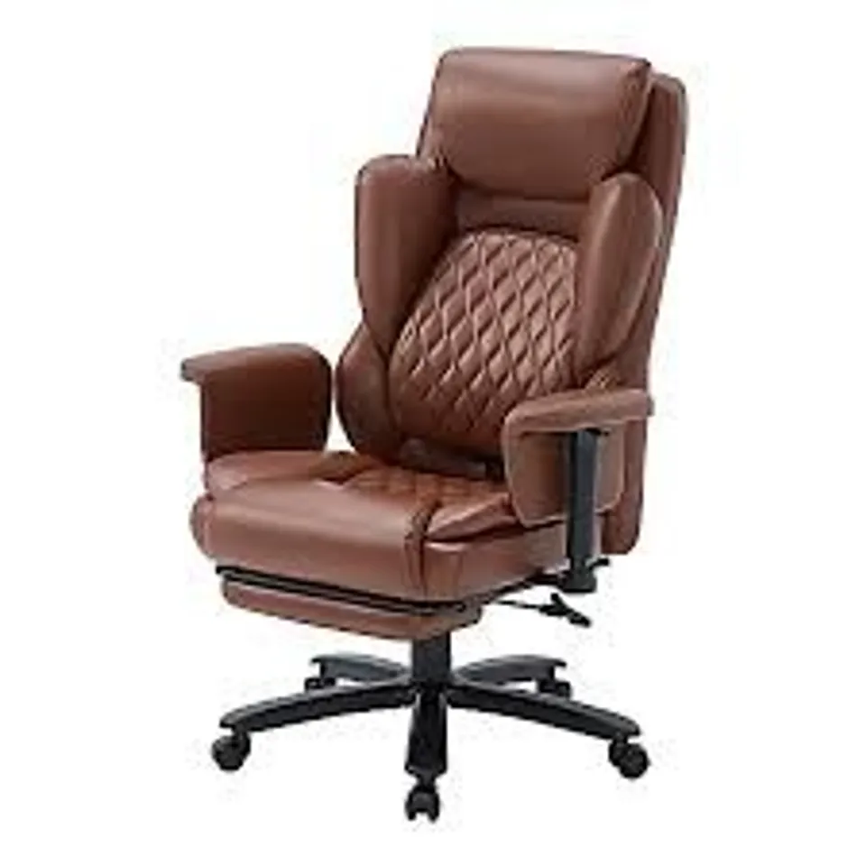 BOXED BESTIER FAUX LEATHER HIGH BACK ERGONOMIC OFFICE CHAIR - BROWN (1 BOX)