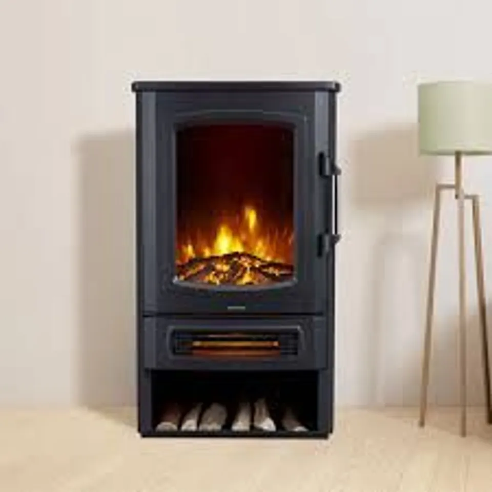 BOXED NEO ELECTRIC HEATER FLAME AND LOG STORE 2000W - BLACK (1 BOX)