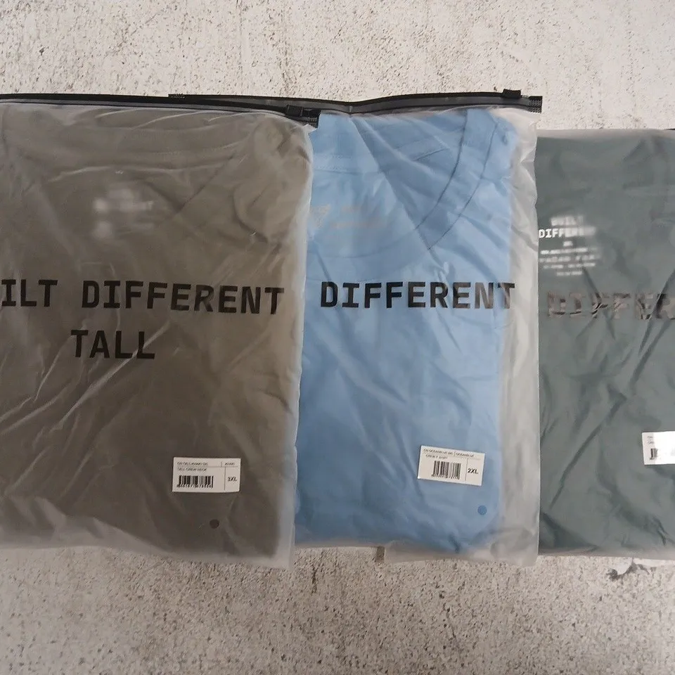 SET OF APPROXIMATELY 10 ASSORTED BUILT DIFFERENT T-SHIRTS/SHIRTS IN VARIOUS COLOURS AND SIZES