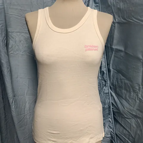 BROKEN PLANET CREAM TANK TOP – WOMEN'S SLEEVELESS TOP WITH LOGO SIZE S