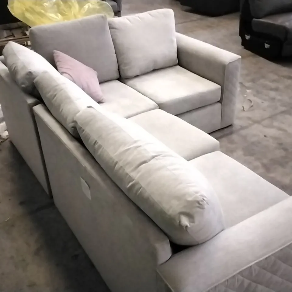 QUALITY DESIGNER SANDY BEIGE FABRIC L SHAPE CORNER SOFA