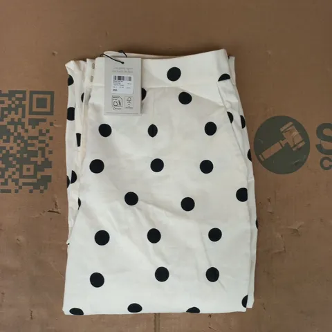 NOBODY'S CHILD CIGARETTE TROUSERS IN WHITE W. BLACK SPOTS SIZE UK 12