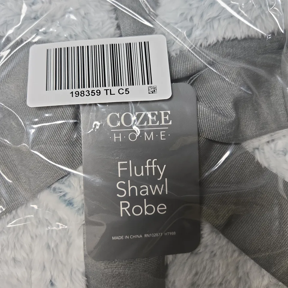 COZZEE HOME FLUFFY SHAWL ROBE – GREY