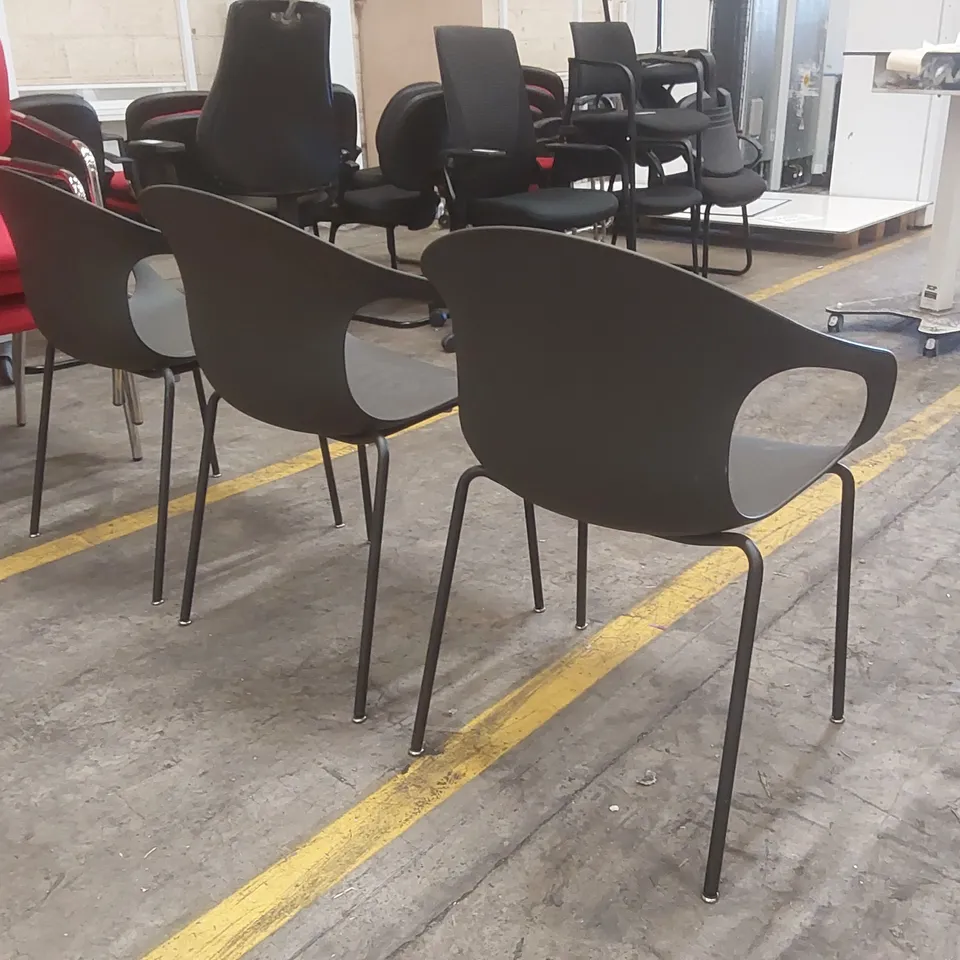 SET OF 3x PLASTIC TUB CHAIRS